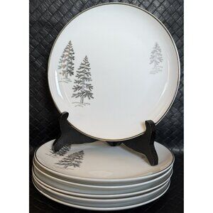 Fukagawa Bread Plates  Arita Silver Tree #224 Set Of 6 Hand Painted Silver VGUC